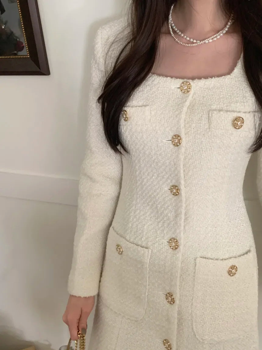 Square Collar Dress Warm Sweet Vestidos SA049
