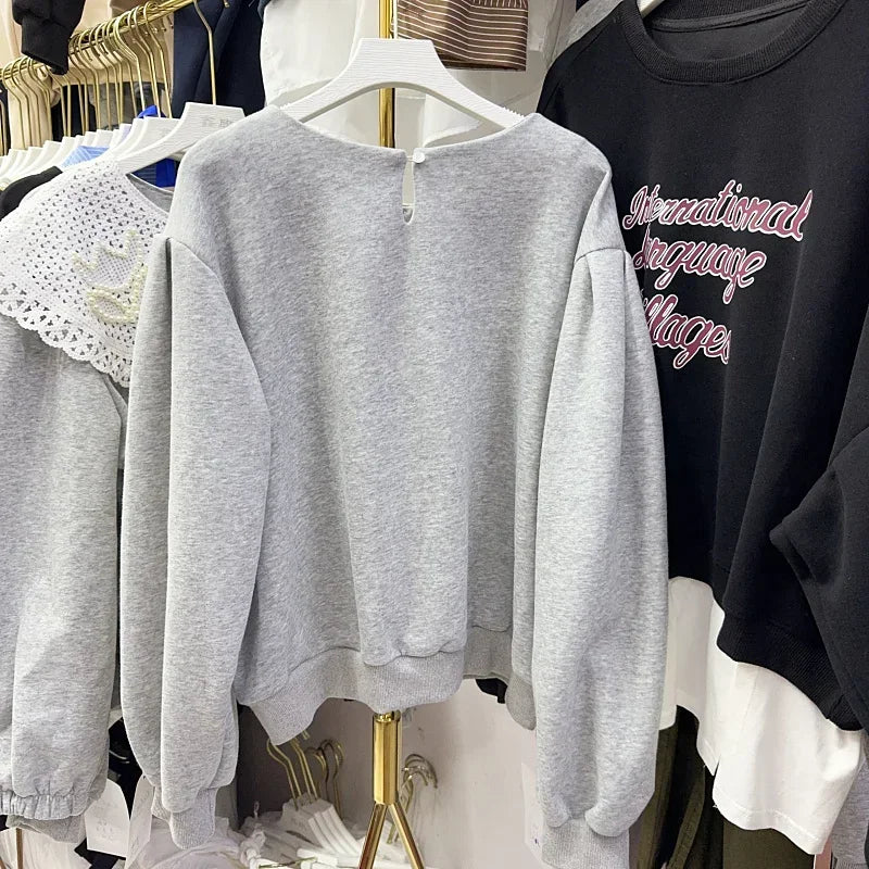 Nail Bead O-Neck Sweatshirt Femme Hoodies SA052/SA139