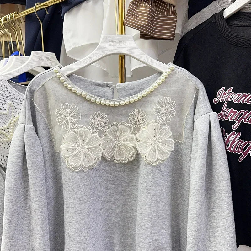 Nail Bead O-Neck Sweatshirt Femme Hoodies SA052/SA139