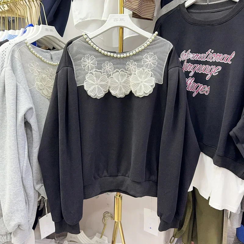 Nail Bead O-Neck Sweatshirt Femme Hoodies SA052/SA139