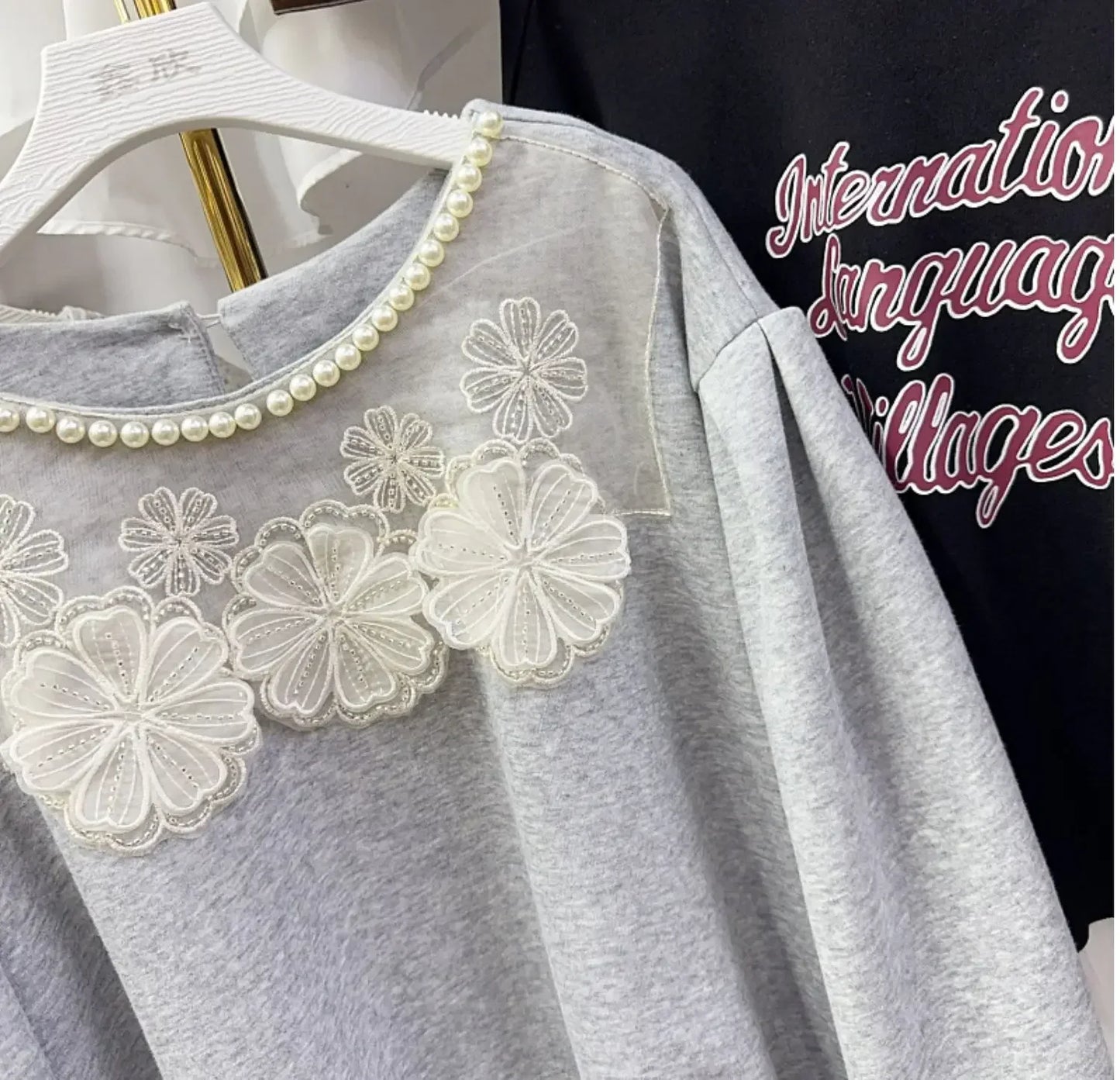 Nail Bead O-Neck Sweatshirt Femme Hoodies SA052/SA139