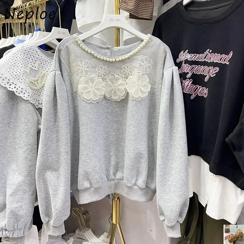 Nail Bead O-Neck Sweatshirt Femme Hoodies SA052/SA139