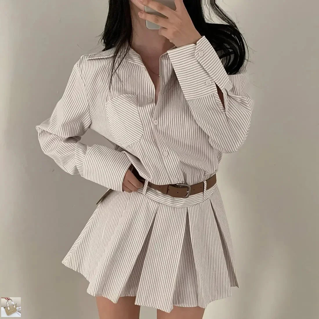 Temperament Korea Literary Stripe Dress SA072