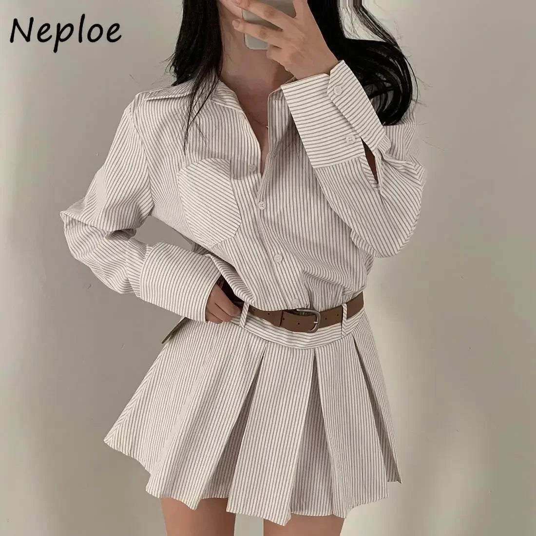 Temperament Korea Literary Stripe Dress SA072