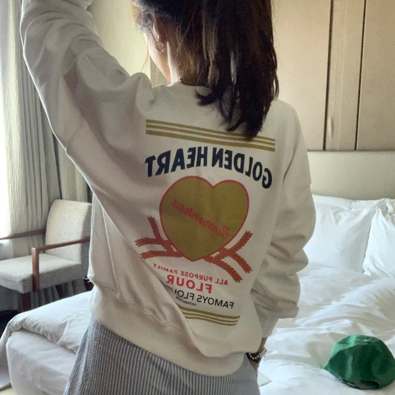 Love Letter Back Printed Sweatshirt Long Sleeve Hoodie SA-52B372