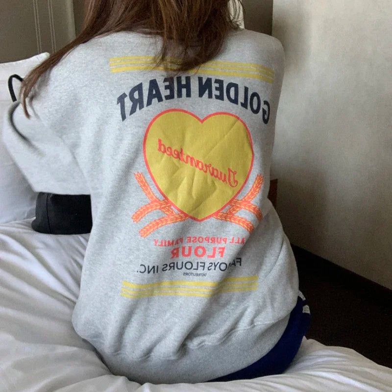 Love Letter Back Printed Sweatshirt Long Sleeve Hoodie SA-52B372