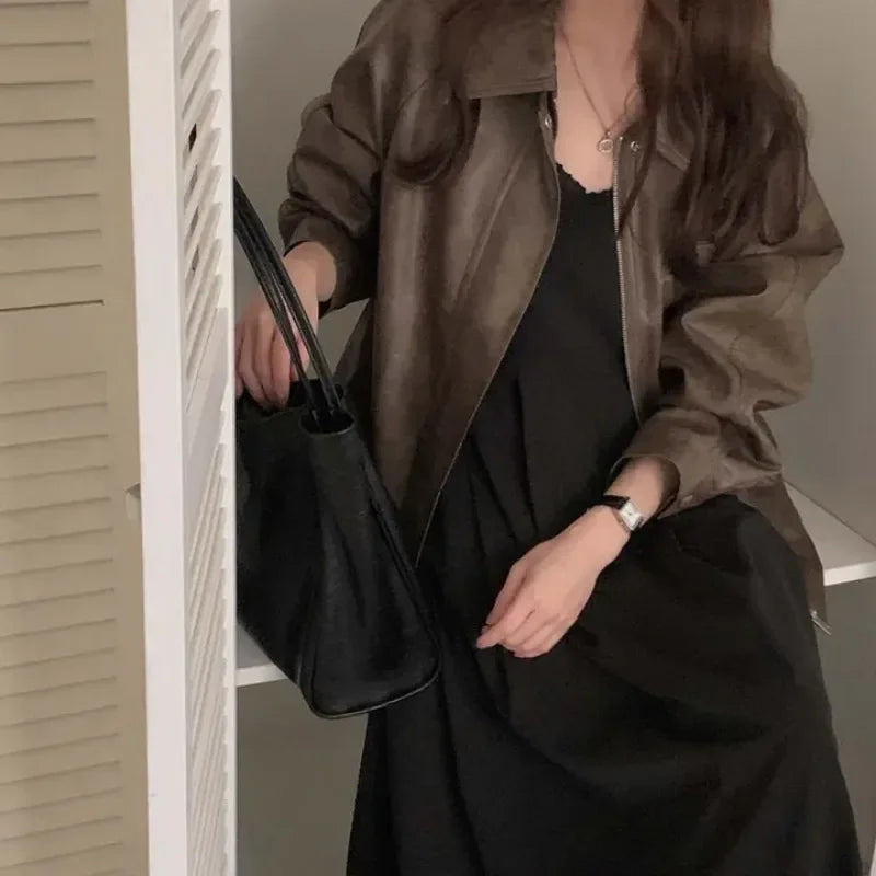 Simple Lapel Collar Solid Color Streetwear Coats SA001