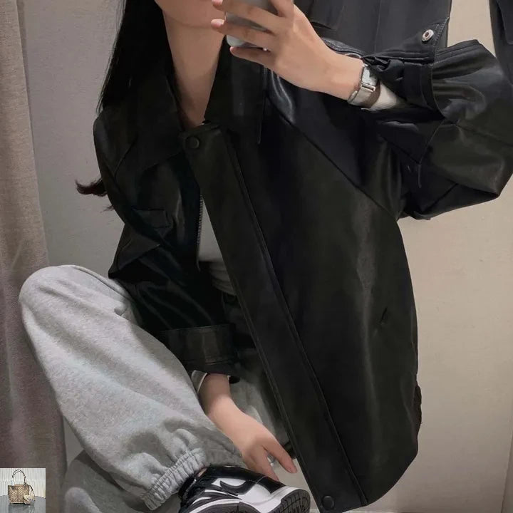 Simple Lapel Collar Solid Color Streetwear Coats SA001
