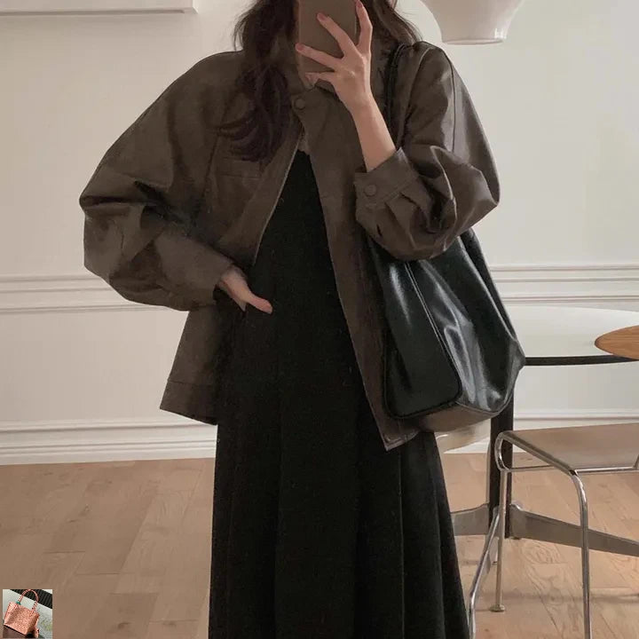 Simple Lapel Collar Solid Color Streetwear Coats SA001