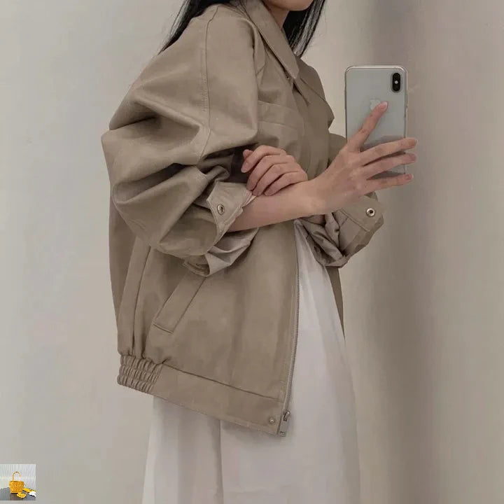 Simple Lapel Collar Solid Color Streetwear Coats SA001