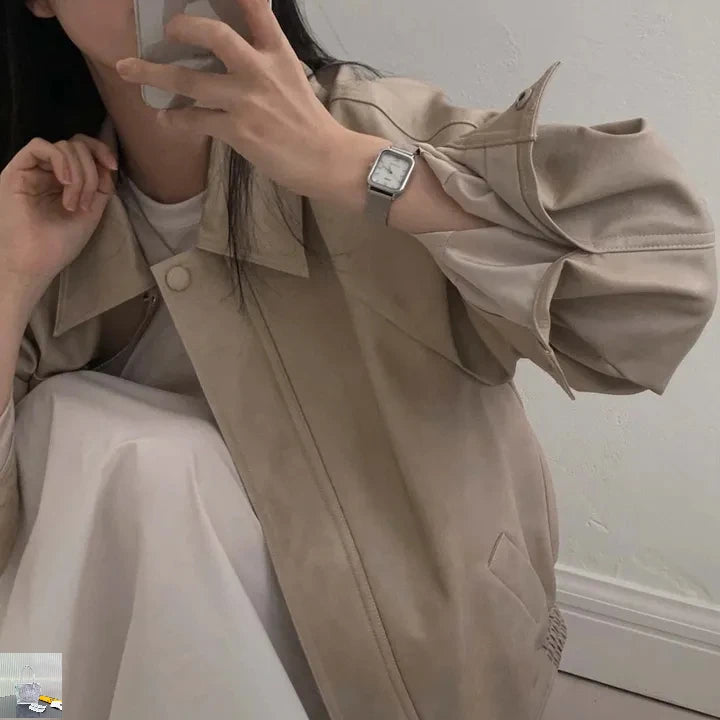 Simple Lapel Collar Solid Color Streetwear Coats SA001