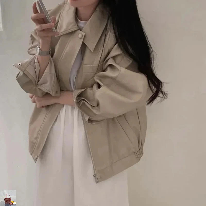 Simple Lapel Collar Solid Color Streetwear Coats SA001