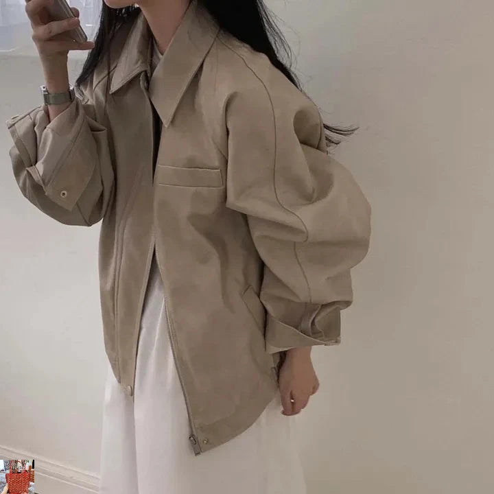 Simple Lapel Collar Solid Color Streetwear Coats SA001