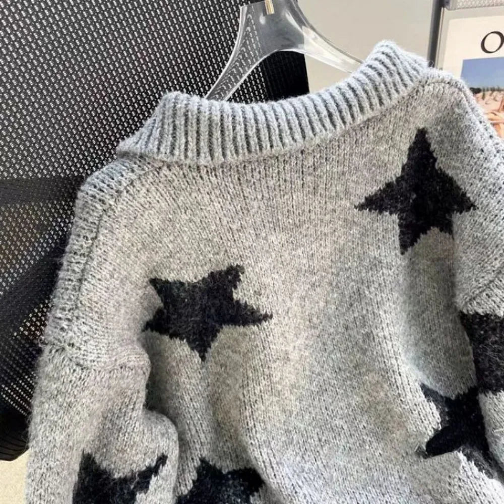 Vintage Jacquard Loose Pullover Tops