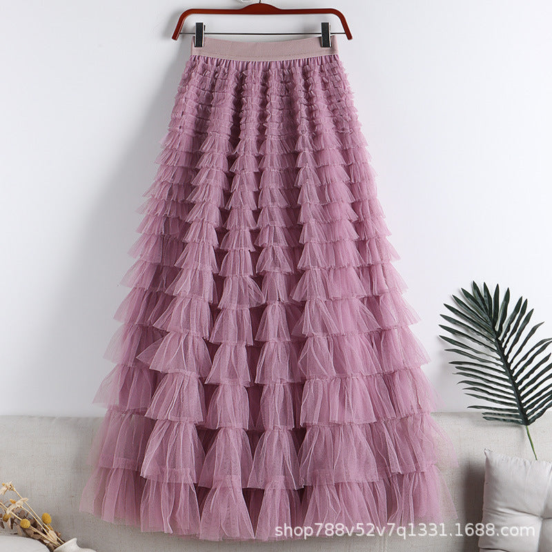 Mesh Splicing Cake Skirt 69A682