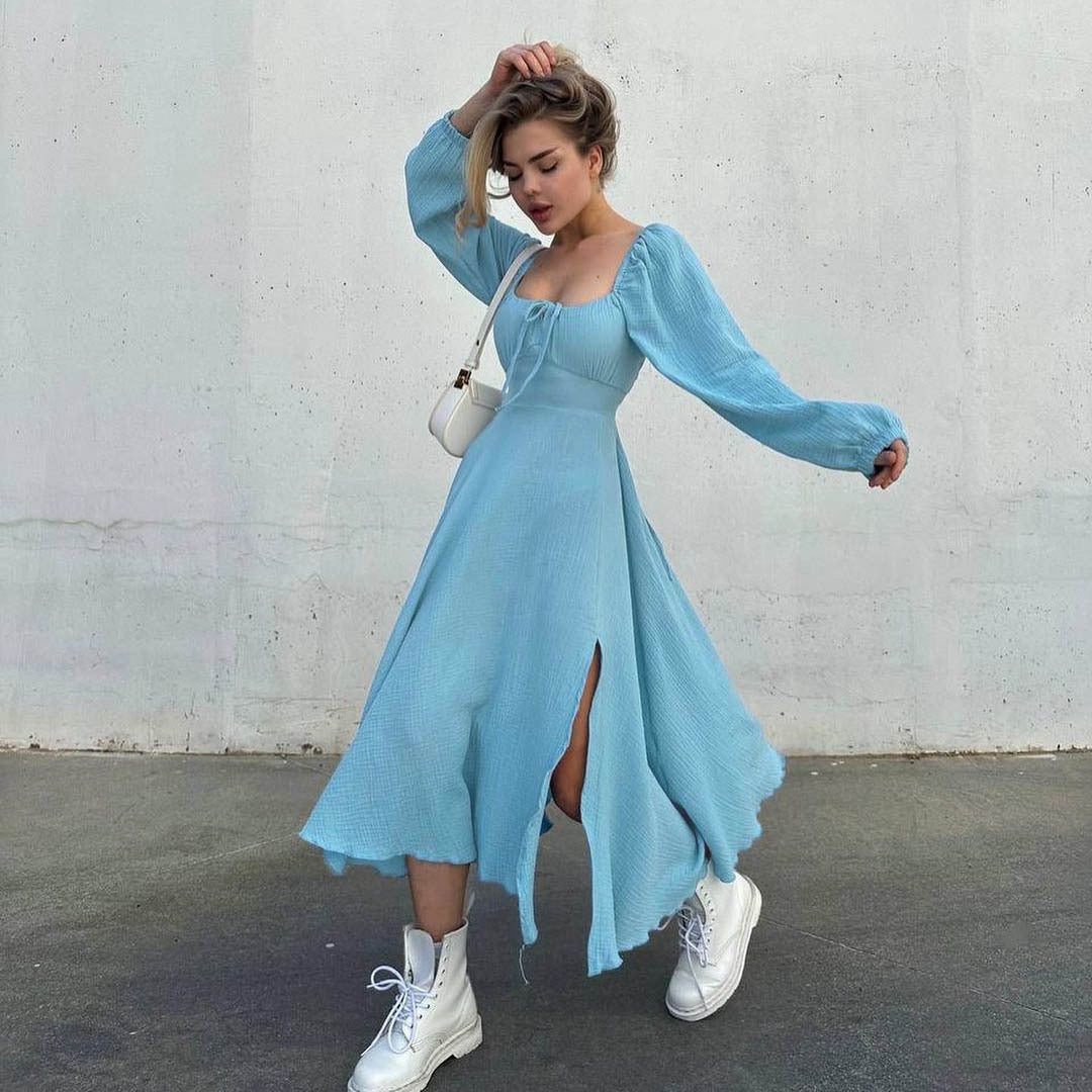 Long Sleeve Square Neck Dress SA327