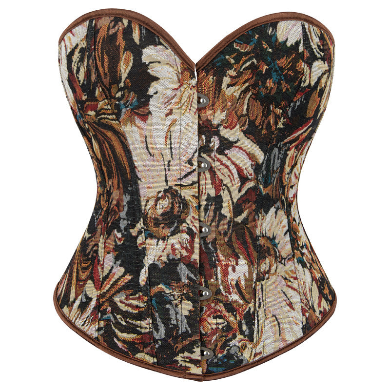 Oil Painting Style Retro Fishbone Court Top 69A649