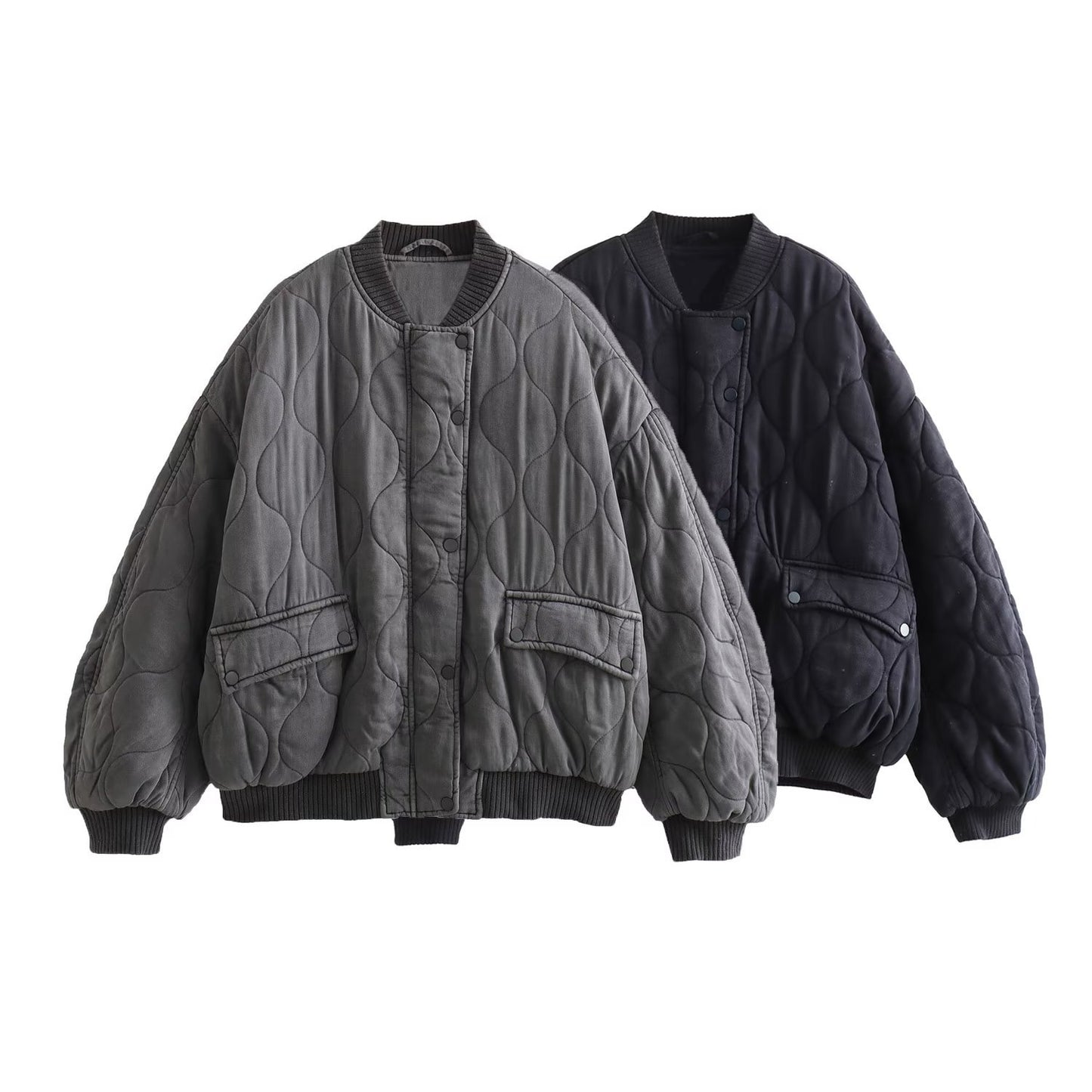 Loose Quilted Bomber Jacket SA398/SA399