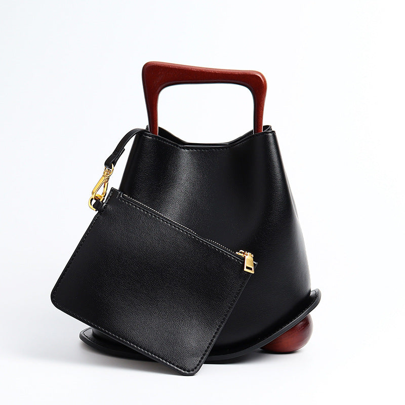 Bucket Bag Wooden Portable Messenger Bag Female 58A690