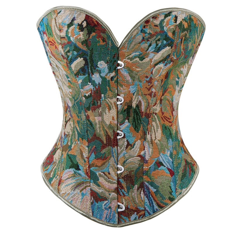 Oil Painting Style Retro Fishbone Court Top 69A649