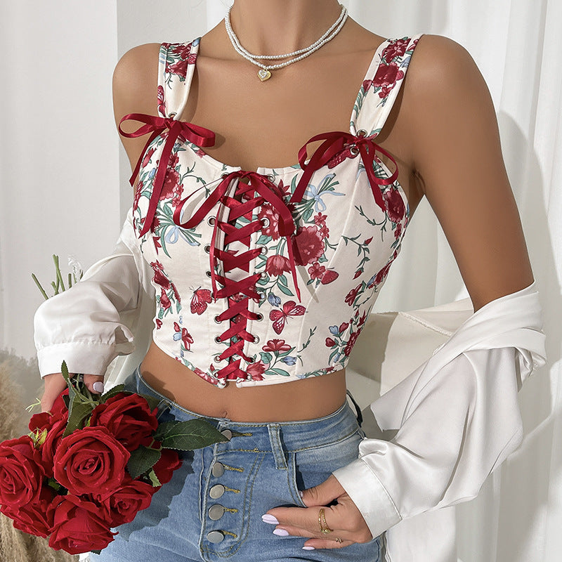 Vintage Print Short Bodice 69A922