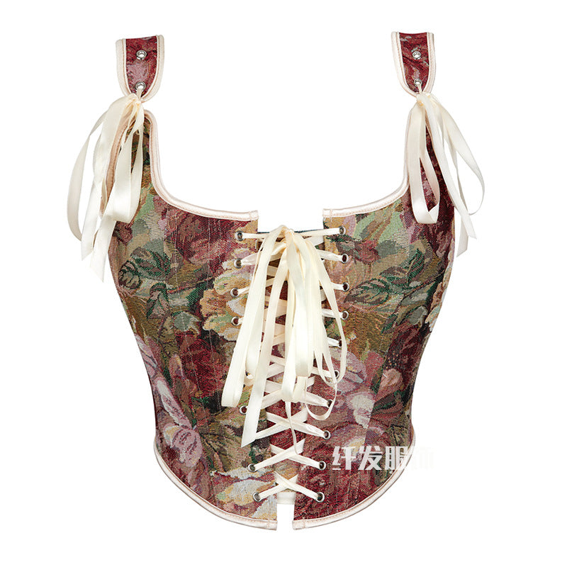 Jacquard Tube Top Sling Fishbone Corset 69A661