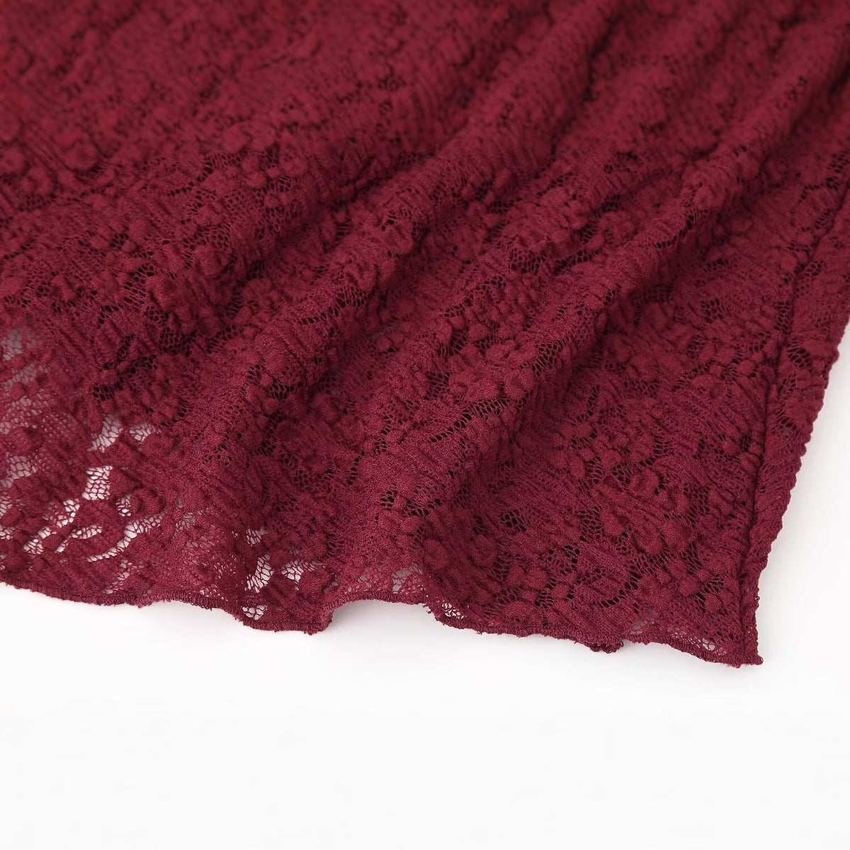 Lace Embellished Turtleneck Long-sleeved Dress SA418