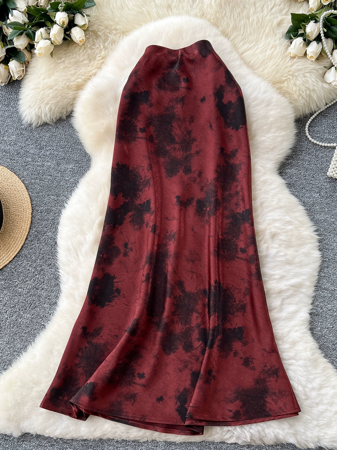 Ink Printing High Waist and Thin Fishtail Skirt 69A694