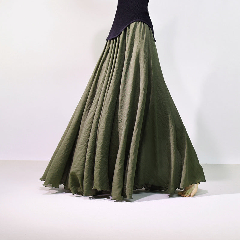 Cotton and Linen A-shaped Skirt Female 69A690