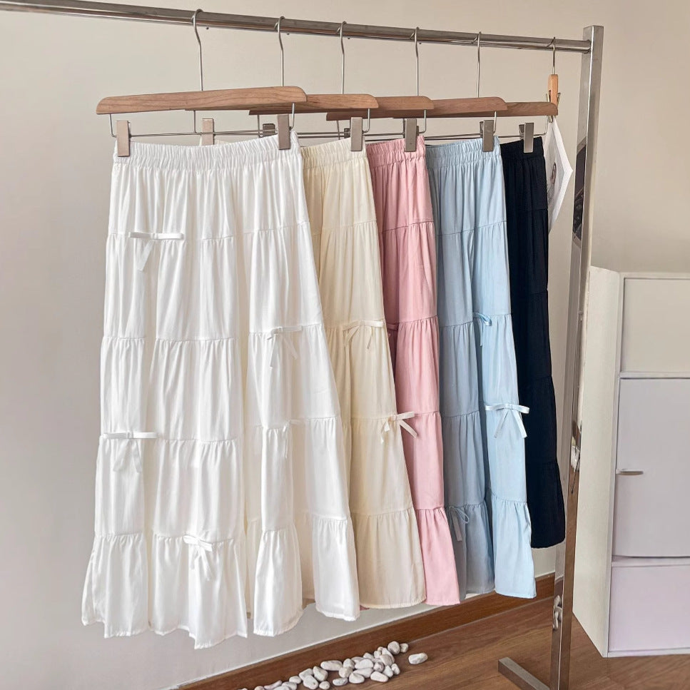 White Bow Cake Skirt Women 69A920