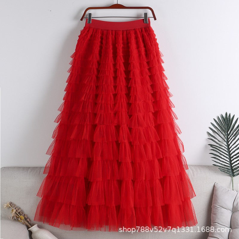 Mesh Splicing Cake Skirt 69A682