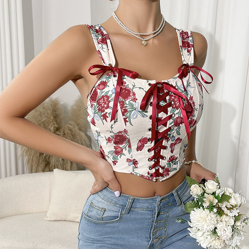 Vintage Print Short Bodice 69A922