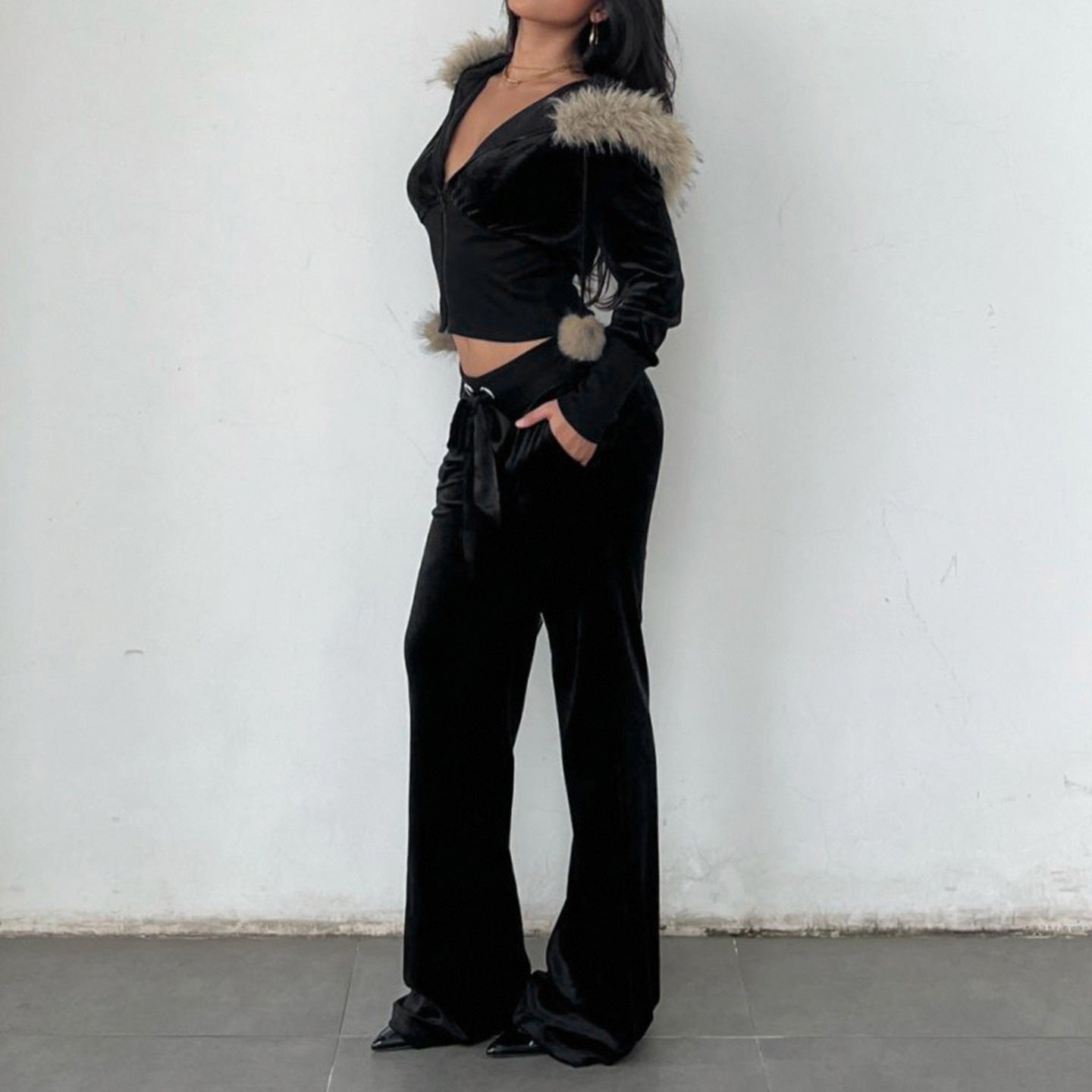 Drawstring Slacks Suit for Women SA526