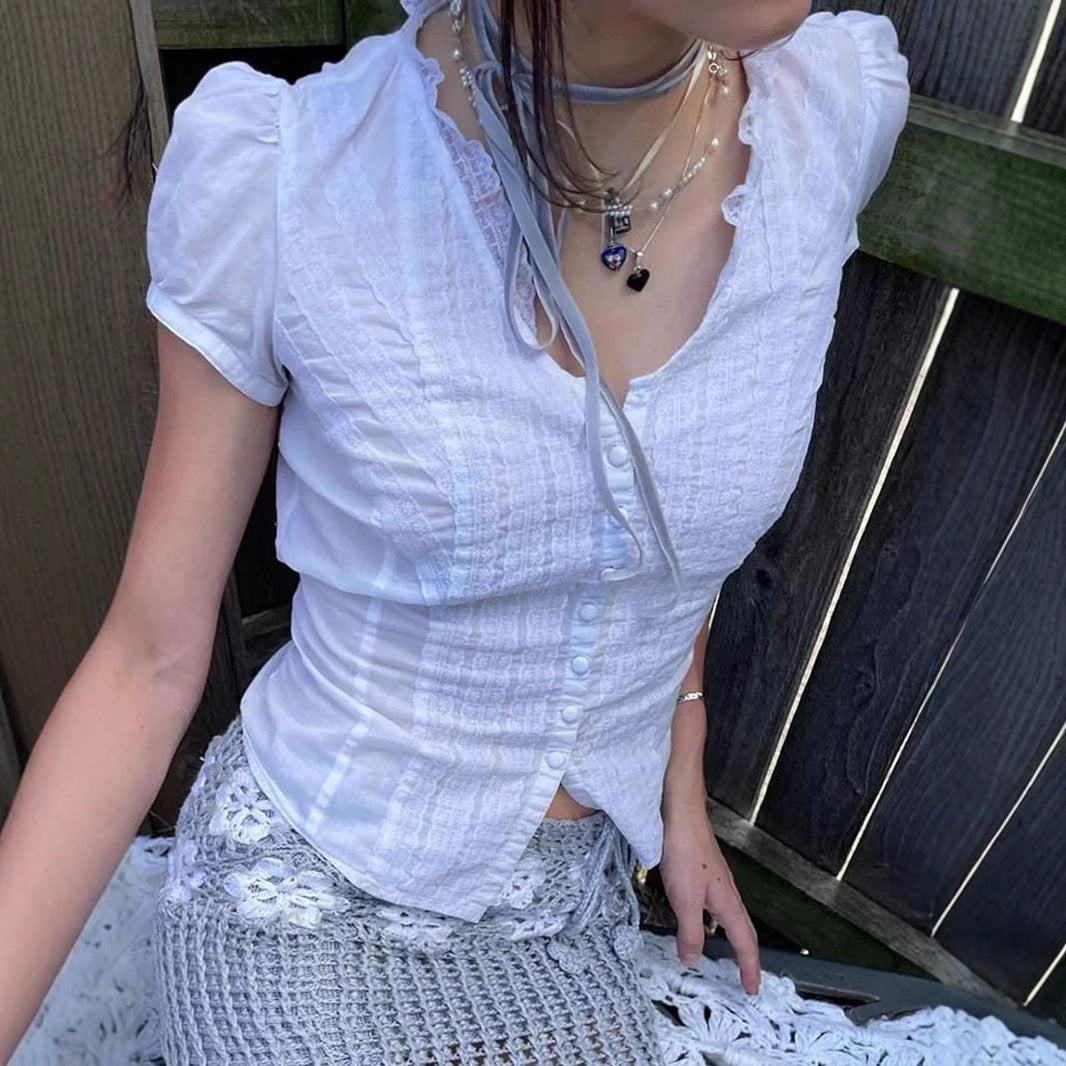 Lace Single-breasted Shirt SA361