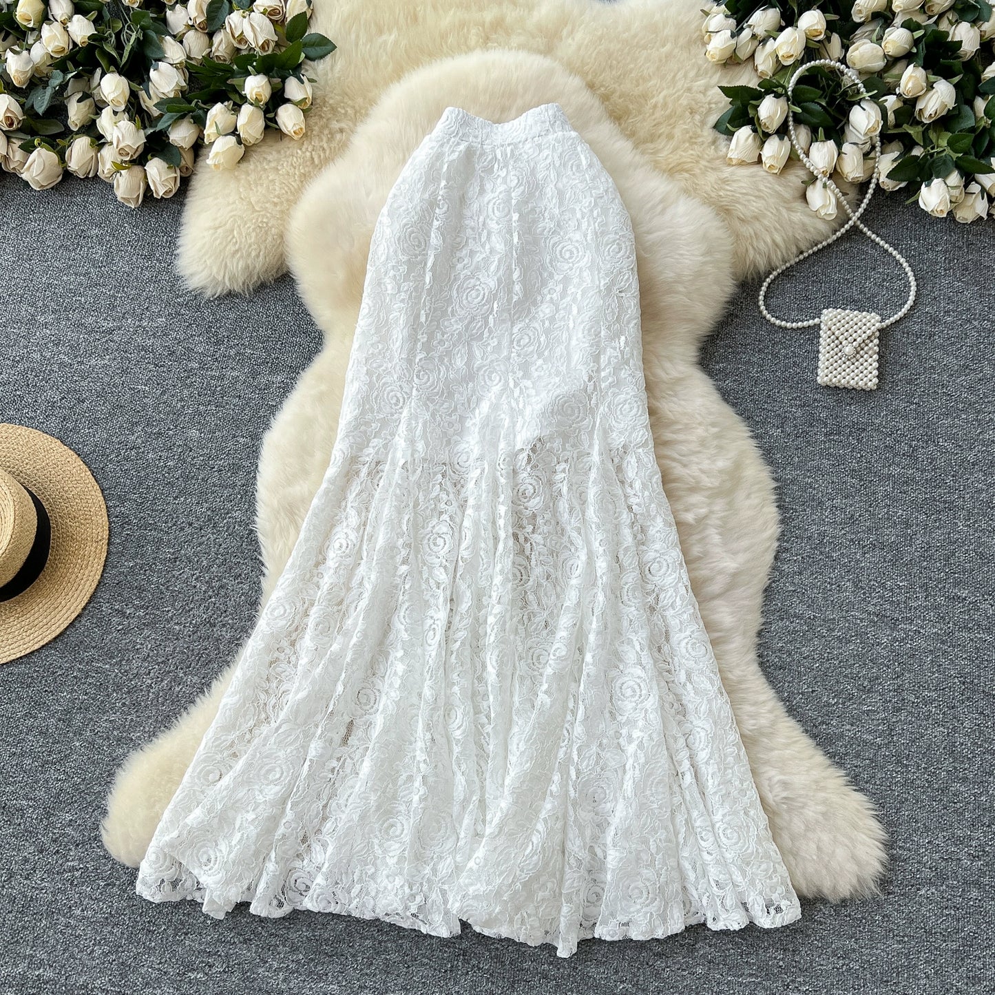 Lace Hip Skirt Female Fishtail Mid-length Skirt 69A695