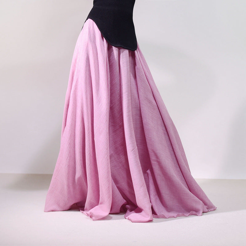 Cotton and Linen A-shaped Skirt Female 69A690