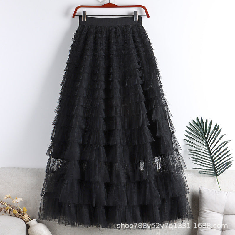 Mesh Splicing Cake Skirt 69A682