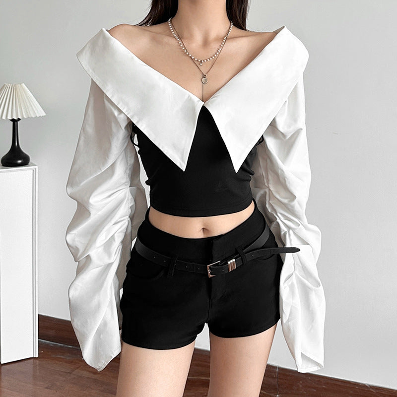 Fashion V-neck Long-sleeved Top for Women SP056