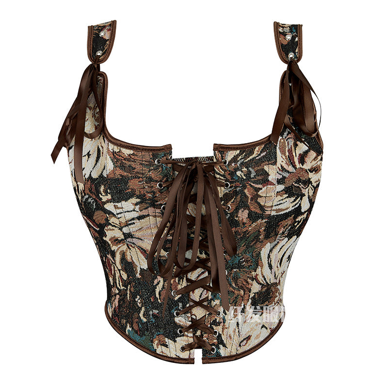 Jacquard Tube Top Sling Fishbone Corset 69A661