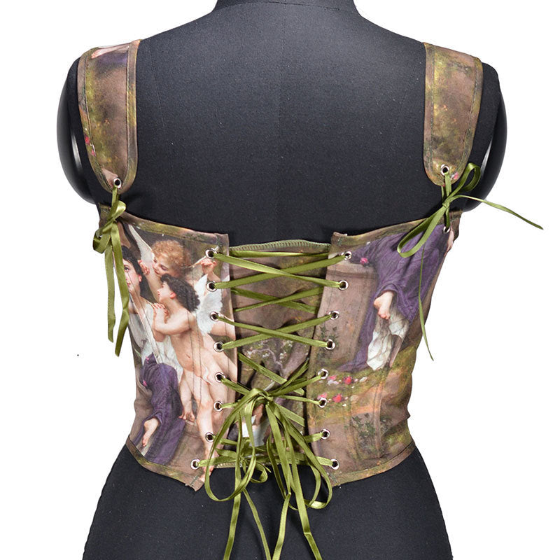 Oil Painting Printed Back Strap Corset Shoulder Strap Vest 69A931