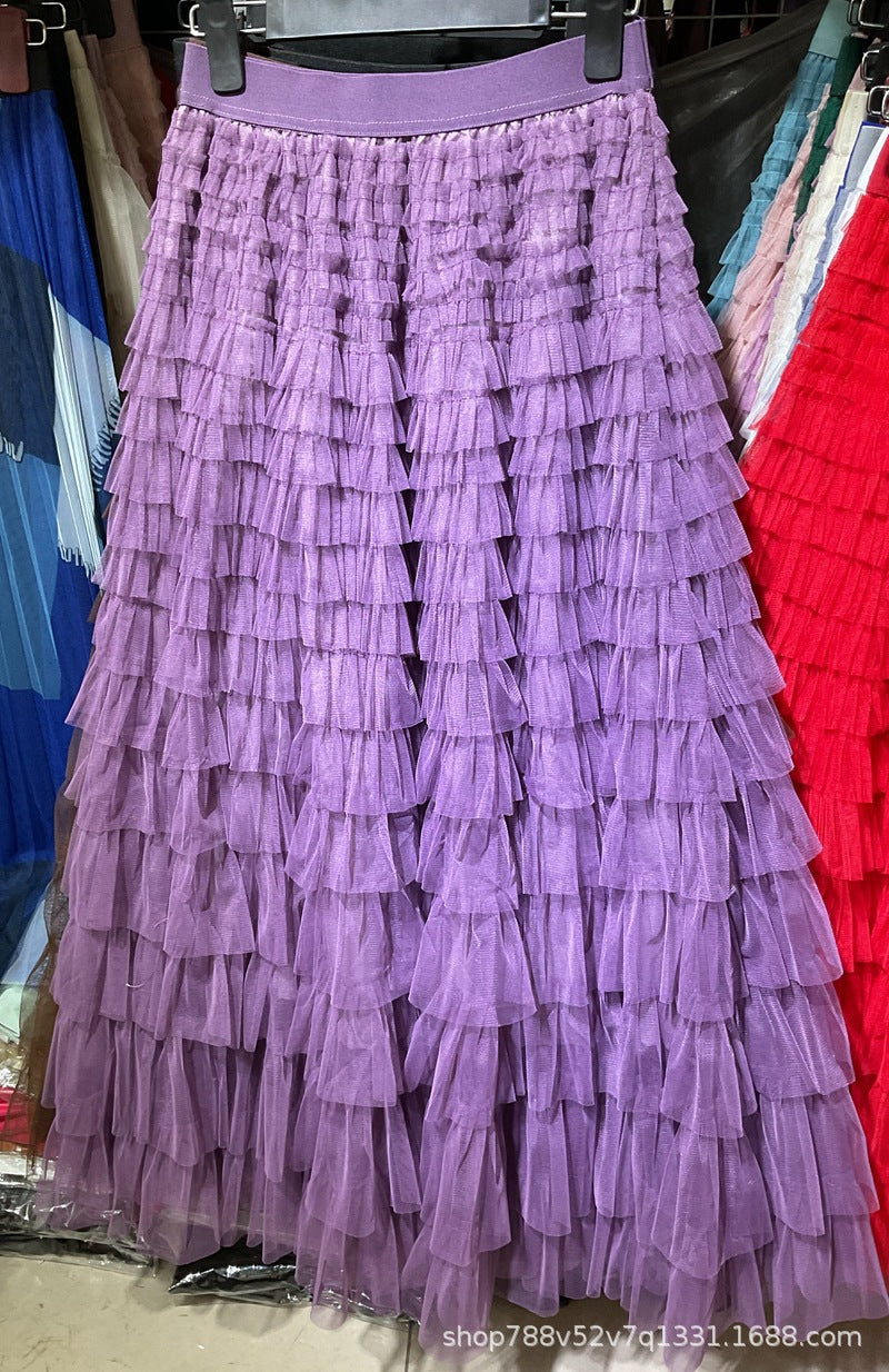 Mesh Splicing Cake Skirt 69A682
