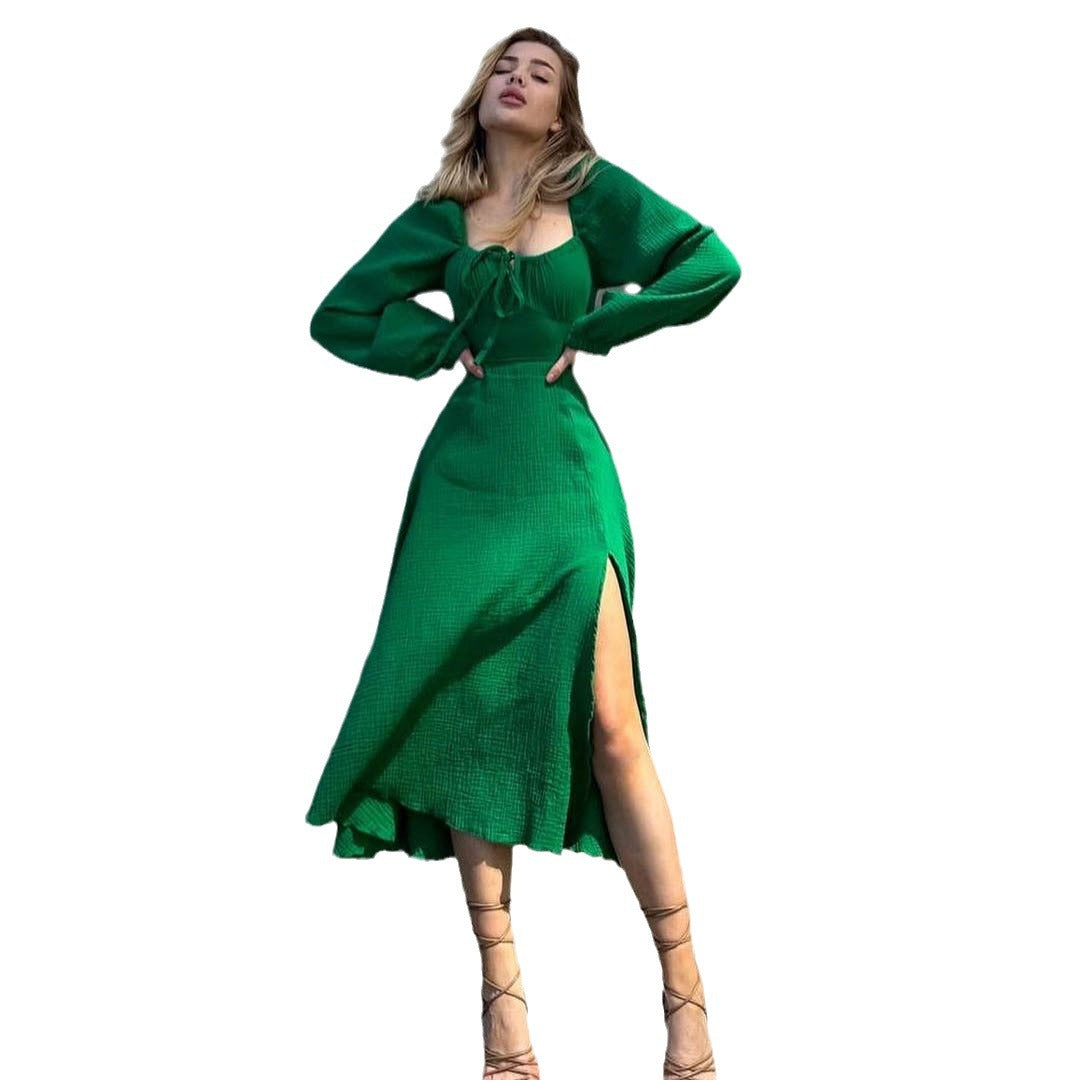 Long Sleeve Square Neck Dress SA327