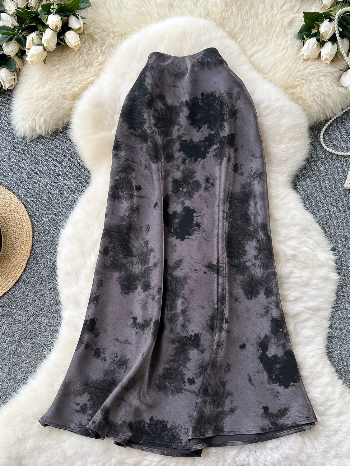 Ink Printing High Waist and Thin Fishtail Skirt 69A694