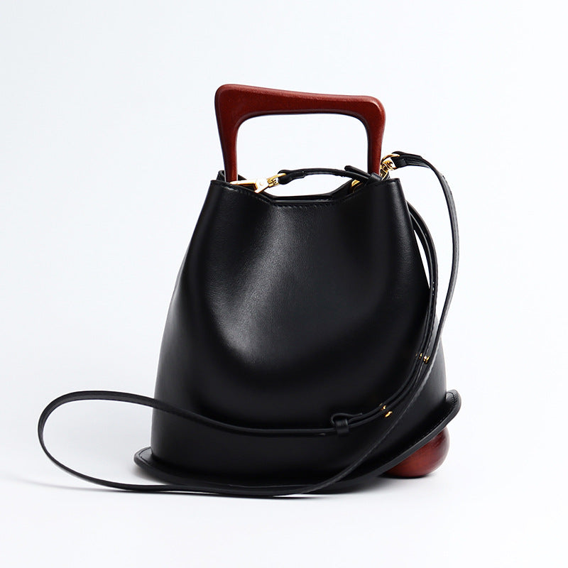 Bucket Bag Wooden Portable Messenger Bag Female 58A690