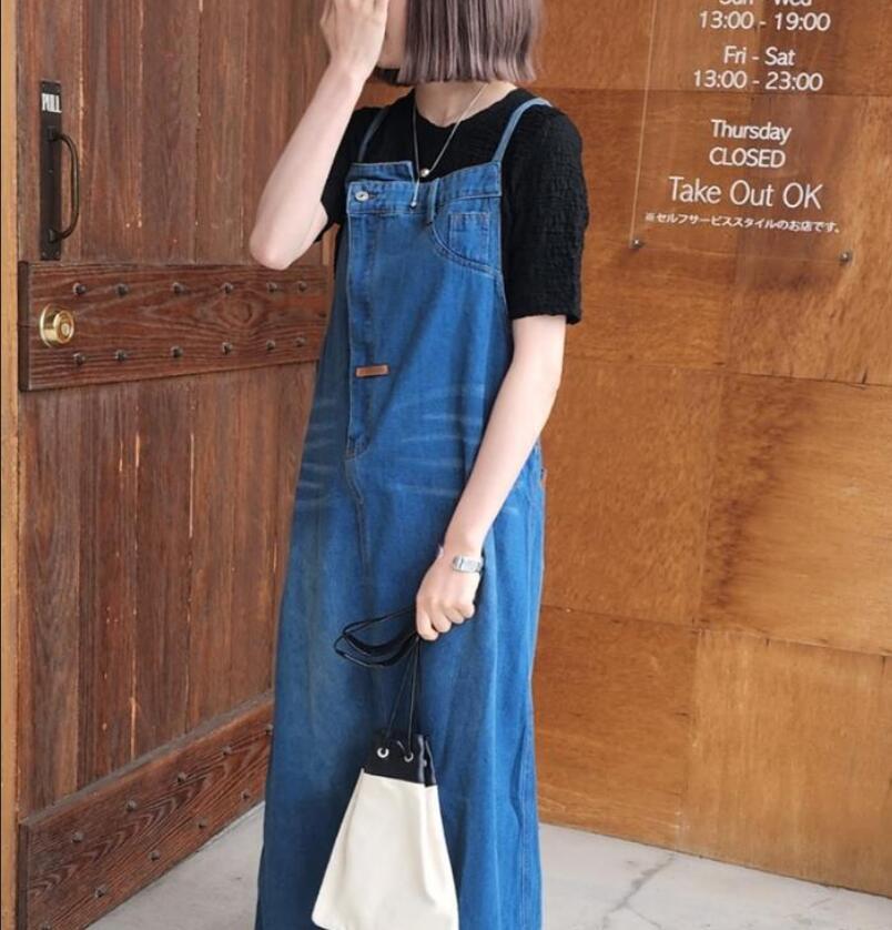 Denim strap skirt long skirt children SA322