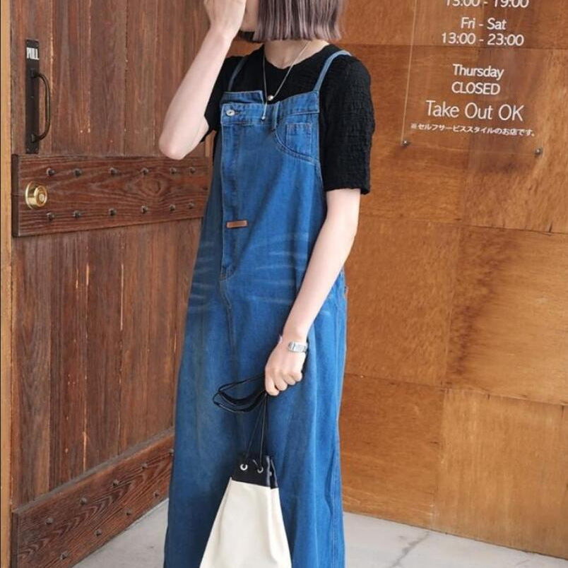 Denim strap skirt long skirt children SA322