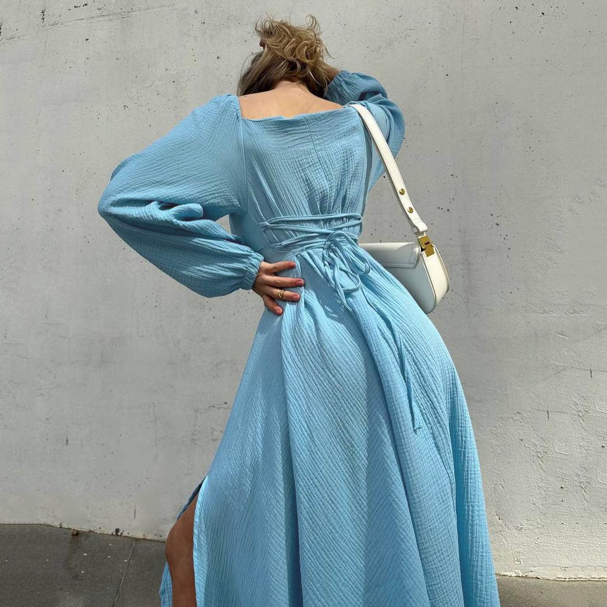 Long Sleeve Square Neck Dress SA327