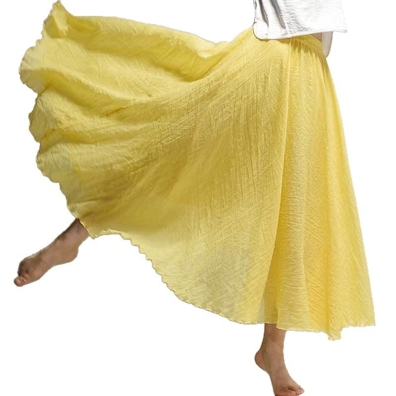 Cotton and Linen A-shaped Skirt Female 69A690
