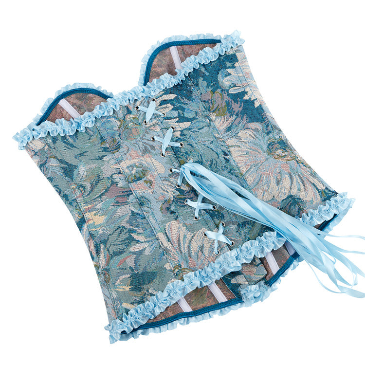 Blue Lace Body Tie Ladies Shapewear 69A643