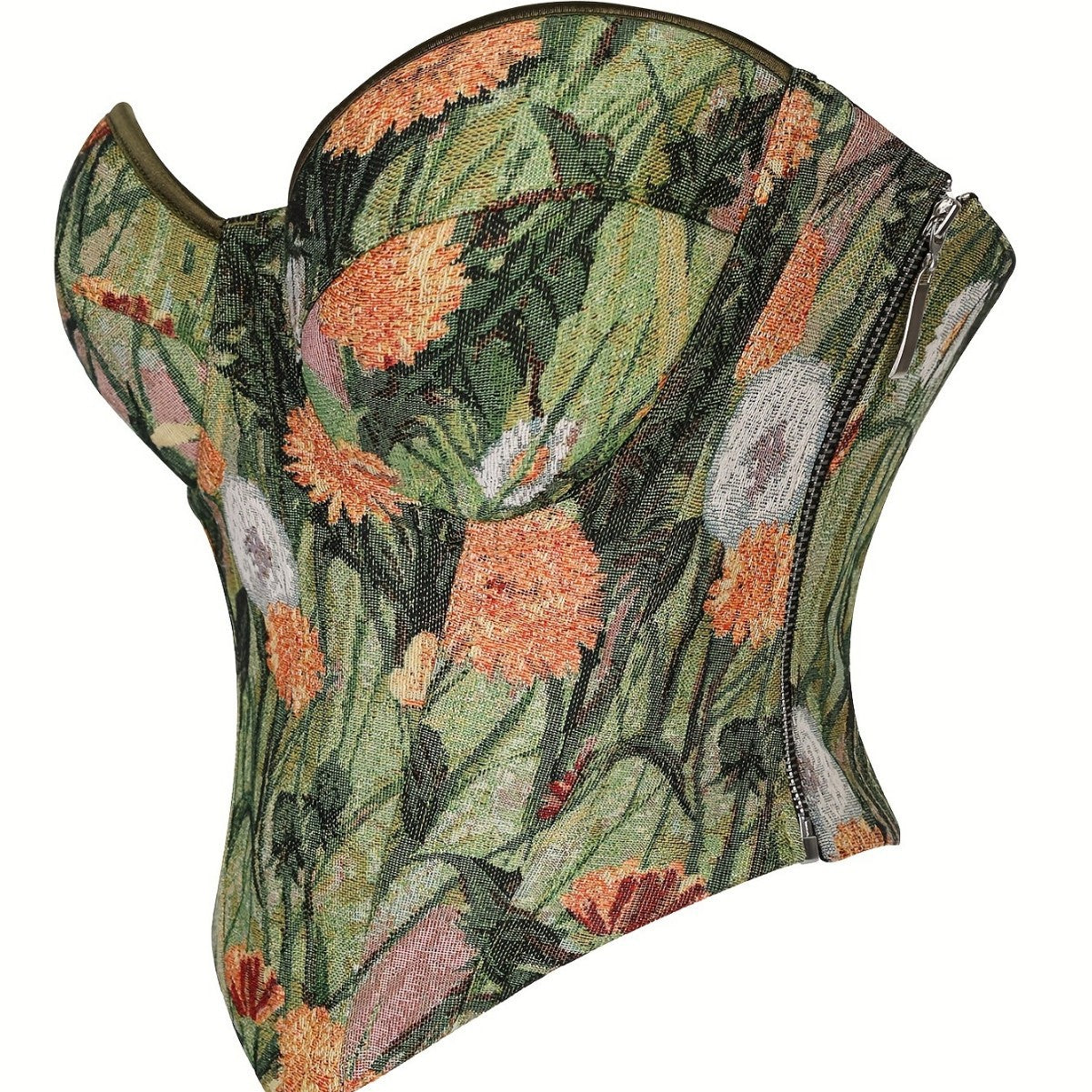 Oil Painting with Zipper Tube Top Slim Fit Shapewear Top 69A632